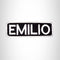 Emilio Black on White Name Tag Iron on Patch for Biker Vest and Jacket NB216
