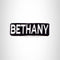 BETHANY Black and White Name Tag Iron on Patch for Biker Vest and Jacket NB277