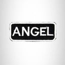 Angel White on Black Iron on Name Tag Patch for Biker Vest NB101