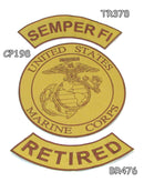 Semper Fi Retired Iron on Sew on Patches Set for Biker Jacket Vest