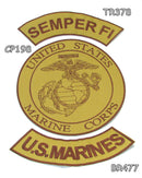 Semper Fi Marine Crop Iron on Sew on Patches Set for Biker Jacket Vest
