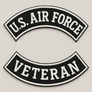 U.S. Air Force Veteran Rocker Patch Set – 2 Piece Embroidered Military Biker Patches