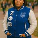 Custom Zeta Phi Beta Sorority Jacket Personalized Varsity Wool Leather Letterman for Women ZΦB Embroidered Made to Order