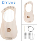 OriGlam Lyre Harp 7 String DIY Kit, Make Your Own Bass Wood Lyres With String Post and Saddle Tuning