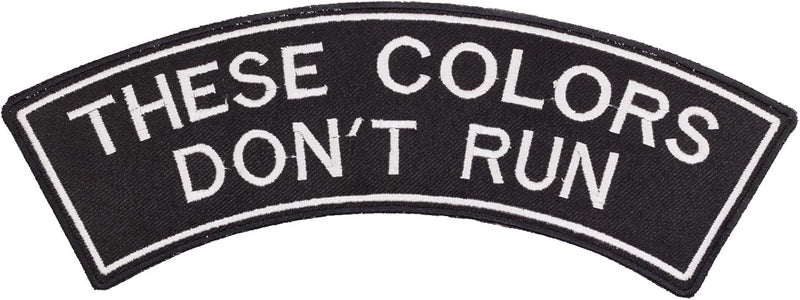 These Colors don’t run White on Black w/Boarder Iron on Top Rocker Patch for Jacket Vest