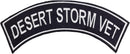 DESERT STORM VET White on Black w/Boarder Iron on Top Rocker Patch for Jacket Vest