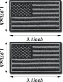 4PCS American Flag Patches Set, Tactical US Flag Patches Full Embroidery Military Patch for Caps Bags Vests Military Uniforms, Grey
