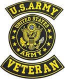 US Army Veterran Large 30cm 3 pcs Iron on sew on Embroidered Patches Set
