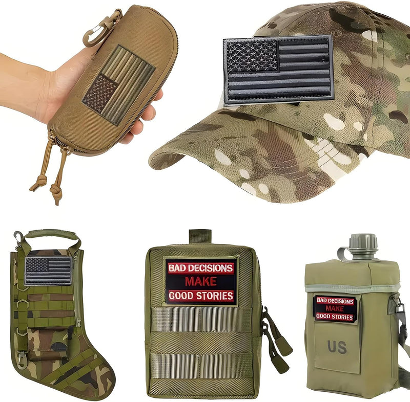 Bundle 8 Pieces Tactical Military Patch Set,USA Flag Patches and Flag Patch (Black)