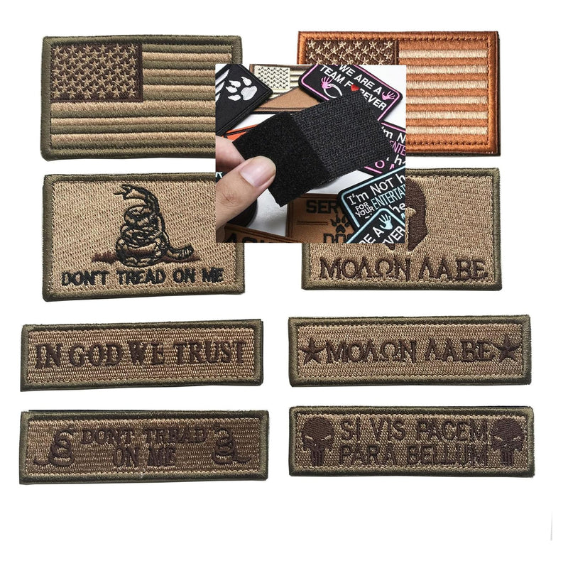 Bundle 8 Pieces Tactical Military Patch Set,USA Flag Patches and Flag Patch (Black)