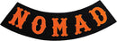NOMAD Orange on Black Iron On Sew On Bottom Rocker Large Back Patch for Jacket Vest