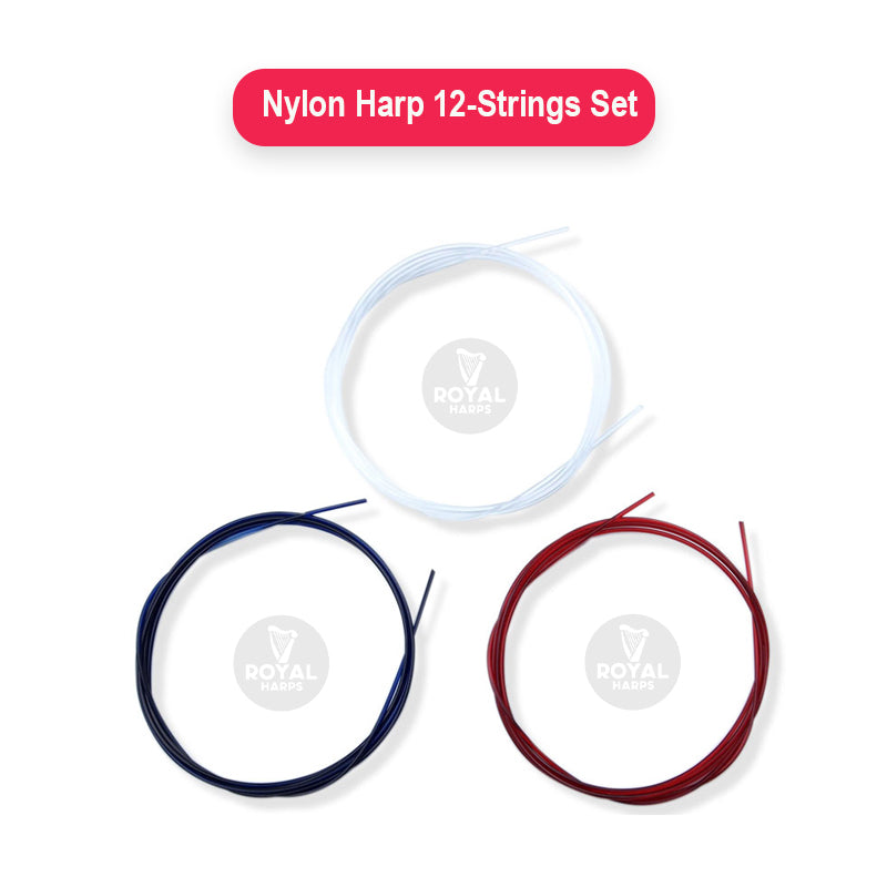 NYLON HARP 12-STRINGS SET AVAILABLE IN CLEAR, RED, AND BLUE