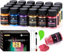CHANGTIKEJI Mica Powder，24 Colors - 10g/Bottle of Natural Pigment Powder for Epoxy Resin，Soap Making，Candle Making,Lip Gloss,Car Freshies,Dye,Nail Polish,Bath Bombs - STURGIS MIDWEST INC.