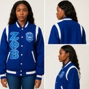 Custom Zeta Phi Beta Sorority Jacket Personalized Varsity Wool Leather Letterman for Women ZΦB Embroidered Made to Order