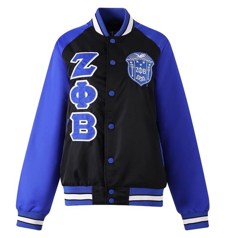 Zeta Phi Beta Sorority Black Bomber Jacket – Custom Made Tailor Fit with Embroidery & Personalization Options