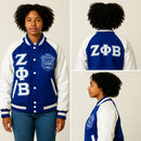 Custom Zeta Phi Beta Sorority Jacket Personalized Varsity Wool Leather Letterman for Women ZΦB Embroidered Made to Order