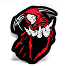 Left Reaper Red & white on Black Iron On Sew On Small Patch for Jacket Vest - STURGIS MIDWEST INC.