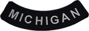 MICHIGAN White on Black ROUND CORNERS Iron On Sew On Bottom Rocker Large Back Patch for Jacket Vest - STURGIS MIDWEST INC.