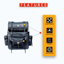 Motorcycle sissy bar bag leather 2 - Piece Touring Pack Sissy Bar Bag Adjustable Mounting Rig, Removable Rain Cover - STURGIS MIDWEST INC.