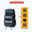 Motorcycle sissy bar bags in genuine leather Weather Proof Black Motorcycle Luggage Bag with Multiple Storage Compartments, Adjustable Mounting Rig, Removable Rain Cover - STURGIS MIDWEST INC.