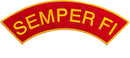 SEMPER FI Yellow on Red w/Boarder Iron on Top Rocker Patch for Jacket Vest - STURGIS MIDWEST INC.
