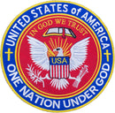 UNITED STATES ONE NATION UNDER GOD Red White Blue & Yellow Iron on Round Center Back Patch for Biker Vest - STURGIS MIDWEST INC.