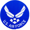 US AIR Force White on Dark Blue Iron on Round Center Back Patch for Biker Vest - STURGIS MIDWEST INC.
