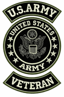 U.S. Army Veteran 3 - Piece Large Back Patch Set – White Embroidered Military Biker Patches - STURGIS MIDWEST INC.