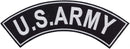 US ARMY White on Black w/Boarder Iron on Top Rocker Patch for Jacket Vest - STURGIS MIDWEST INC.