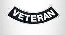 VETERAN White on Black w/Boarder Iron On Sew On Bottom Rocker Large Back Patch for Jacket Vest - STURGIS MIDWEST INC.