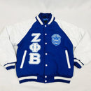 Zeta Phi Beta Varsity Jacket for Women – Royal Blue & White Wool & Leather Sorority Jacket - STURGIS MIDWEST INC.