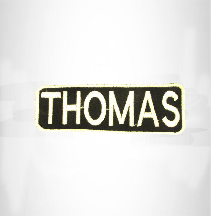 Thomas White on Black Iron on Name Tag Patch for Biker Vest NB259