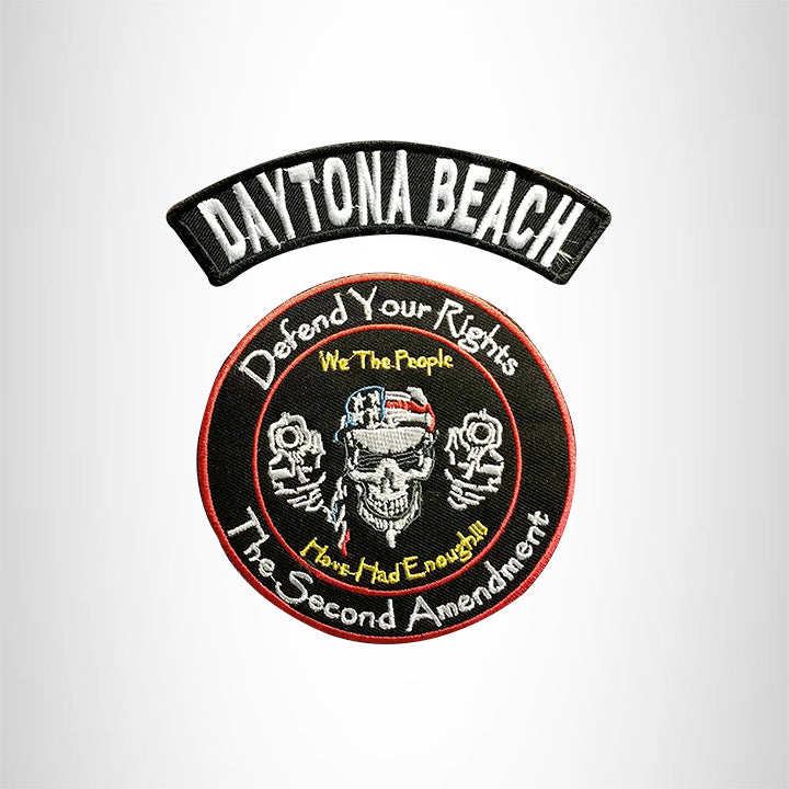 DAYTONA BEACH Defend Your Rights the 2nd Amendment 2 Patches Set for Vest Jacket