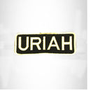 URIAH White on Black Iron on Name Tag Patch for Biker Vest NB263