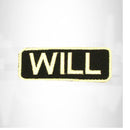 WILL White on Black Iron on Name Tag Patch for Biker Vest NB265