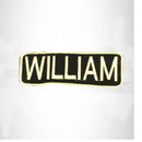 WILLIAM White on Black Iron on Name Tag Patch for Biker Vest NB266