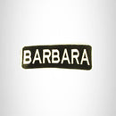 BARBARA White on Black Iron on Name Tag Patch for Biker Vest NB275