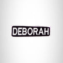 DEBORAH Black and White Name Tag Iron on Patch for Biker Vest and Jacket NB288