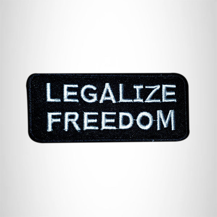 LEGALIZE FREEDOM White on Black Small Patch Iron on for Vest SB571