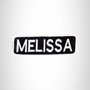 MELISSA Black and White Name Tag Iron on Patch for Biker Vest and Jacket NB308
