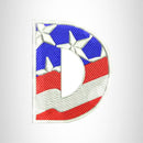 D Alphabet Letters of US Flag Iron on Small Patch for Biker Vest.
