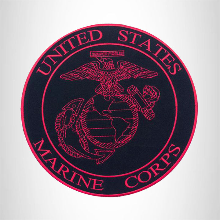 United States Marine Corps Red on Black Iron on Center Patch for Biker Vest CP177