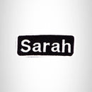 SARAH Black and White Name Tag Iron on Patch for Biker Vest and Jacket NB318