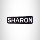 SHARON Black and White Name Tag Iron on Patch for Biker Vest and Jacket NB319