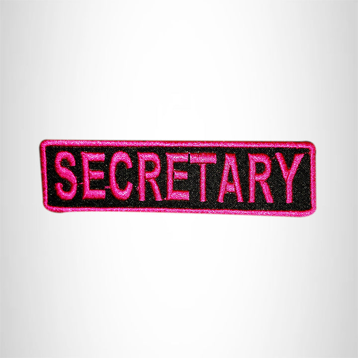 SECRETARY Pink on Black Small Patch for Vest Jacket SB595