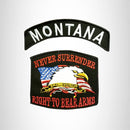 MONTANA and NEVER SURRENDER Small Patches Set for Biker Vest