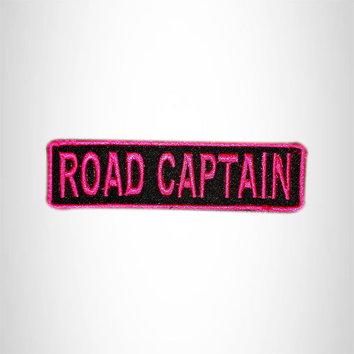 ROAD CAPTAIN Pink on Black Small Patch Iron on for Vest Jacket SB596