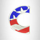 C Alphabet Letters of US Flag Iron on Small Patch for Biker Vest