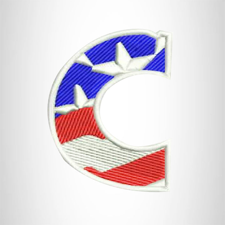 C Alphabet Letters of US Flag Iron on Small Patch for Biker Vest