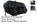 Genuine Cowhide Leather Saddlebags 3 strap quick release zip off studded-STURGIS MIDWEST INC.